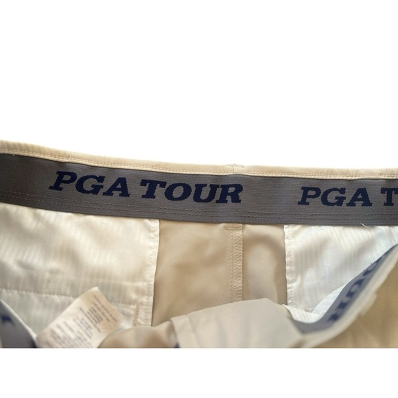PGA Tour Active Golf Flat Front Chino Khaki Pants Size 34X32 Business Casual - Picture 5 of 9